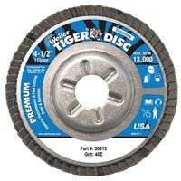 Tiger Disc Angled Style Flap Discs, 4 1/2", 40 Grit, 7/8 Arbor, Aluminum Back