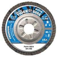 Tiger Disc Angled Style Flap Discs, 4 1/2", 60 Grit, 7/8 Arbor, Aluminum Back