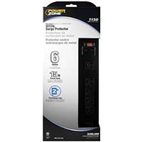 PowerZone Surge Protector Strip, 125 V, 15 A, 6 Outlet, Black