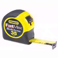 STANLEY 33-735 Measuring Tape, 35 ft L x 1-1/4 in W Blade, Steel Blade, Black/Yellow