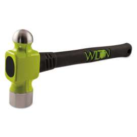 Ball Pein Hammer, Rubber and Steel Handle, 18 in, Drop Forged Steel 24 oz Head