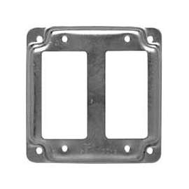 RACO 809C Exposed Work Cover, 4-3/16 in L, 4-3/16 in W, Square, Galvanized Steel, For 2-GFCI Receptacles