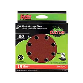 Gator 4142 Random Orbit Sanding Disc, 80-Grit, Medium Grade, Aluminum Oxide, 5 in Dia