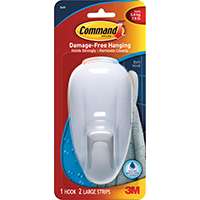 Command 17600B-ES Bath Jumbo Hook, 7.5 lb Weight Capacity, Plastic