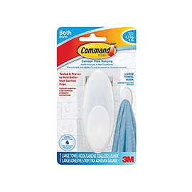 Command BATH17-ES Towel Hook, Plastic