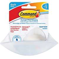Command BATH14-ES Bath Soap Dish, Plastic, Frosted