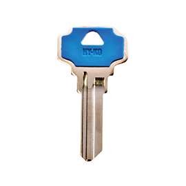 Hy-Ko 13005DE6 Key Blank, 2.129 in L x 1.099 in W, Brass, Nickel Plated
