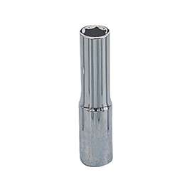 Vulcan Deep Socket, 1/4 In Drive, 9 Mm, 6 Point, Chrome Vanadium Steel, Chrome