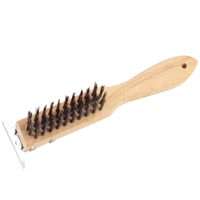 ProSource Heavy Duty Wire Brush With Heavy Duty Scraper, Steel Trim, Hardwood Handle