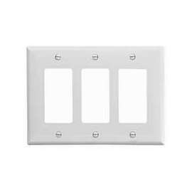 Eaton Wiring Devices PJ263W Decorative Wallplate, 3-Gang, Polycarbonate, White