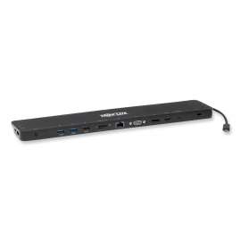 Triple Docking Station, 4K HDMI/DP, USB A, 2 USB C, 2 USB 2.0/3.0, VGA, 3.5 mm, SD/Micro SD, Ethernet, Black