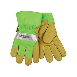 Heatkeep 1939-L Work Gloves, L, Safety Cuff, Green/Palamino