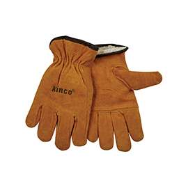 Kinco 51PL-M Driver Gloves, M, Thermal Pile Lining, Split Cowhide Leather, Gold