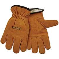 Kinco 51PL-XL Driver Gloves, XL, Thermal Pile Lining, Split Cowhide Leather, Gold