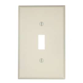 Leviton 021-80501-00W 1-Toggle Midway Size Wall Plate, 1 Gang, 4-7/8 in L X 3-1/8 in W 0.255 in T, White, Smooth