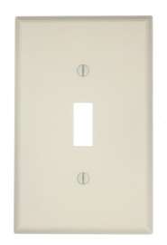 Leviton 025-80501-00T 1-Toggle Midway Size Wall Plate, 1 Gang, 4-7/8 in L X 3-1/8 in W 0.255 in T, Light Almond