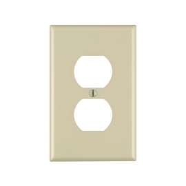 Leviton 020-80503-00I 1-Duplex Receptacle Midway Size Wall Plate, 1 Gang, 4-7/8 in L X 3-1/8 in W 0.255 in T, Ivory