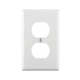 Leviton 80703-W Standard-Size Duplex Receptacle Wallplate, 1-Gang, Nylon, White