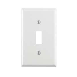 Leviton 020-88001-000 Standard-Size Non-Metallic Wallplate, 1-Gang, Thermoset, White