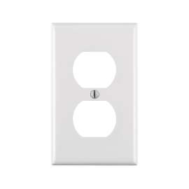 Leviton 88003 Standard-Size Duplex Receptacle Wallplate, 1-Gang, Thermoset Plastic, White