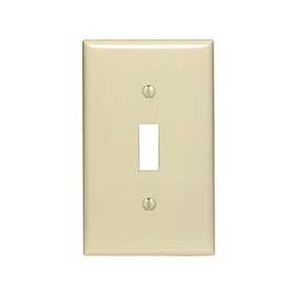 Leviton 021-00PJ1-00I 1-Toggle Midway Size Wall Plate, 1 Gang, 4-7/8 in L X 3-1/8 in W 0.255 in T, Ivory, Smooth