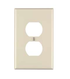 Leviton 021-00PJ8-00I 1-Duplex Receptacle Midway Size Wall Plate, 1 Gang, 4-7/8 in L X 3-1/8 in W 0.255 in T, Ivory