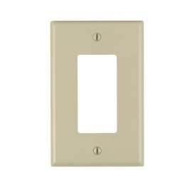 Leviton 021-0PJ26-00I 1-Decora/GFCI Midway Size Wall Plate, 1 Gang, 4-7/8 in L X 3-1/8 in W 0.25 in T, Ivory, Smooth