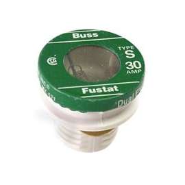 Bussman S-30 Time-Delay Plug Fuse, 30 A, 125 V, 10 kA IR