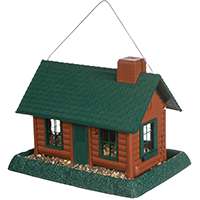 North States 9063 Hopper Bird Feeder, Log Cabin, 8 lb Seed, Plastic, Green