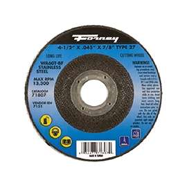 Forney 71807 Cut-Off Wheel, 46-Grit, Medium, Aluminum Oxide, 4-1/2 in Dia