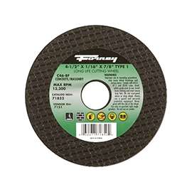 Forney 71852 Cut-Off Wheel, 24-Grit, Coarse, Silicone Carbide, 4-1/2 in Dia