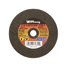 Forney 71855 Cut-Off Wheel, 60-Grit, Medium, Aluminum Oxide, 3 in Dia