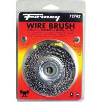 Forney 72742 Wire Wheel Brush, 0.012 in Dia Bristle, 1/2 in Arbor/Shank, 4 in Dia
