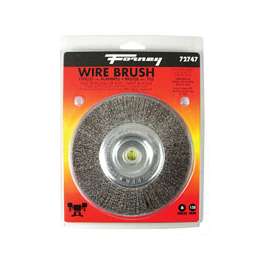 Forney 72747 Wire Wheel Brush, 0.008 in Dia Bristle, 1/2 to 5/8 in Arbor/Shank, 6 in Dia