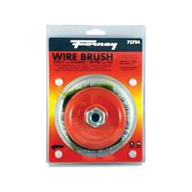 Forney 72754 Wire Cup Brush, 0.014 in Dia Bristle, 5/8-11 Arbor/Shank, 5 in Dia, For Angle Grinders