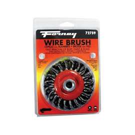 Forney 72759 Wire Wheel Brush, 0.02 in Dia Bristle, 5/8-11 Arbor/Shank, 4 in Dia, For Angle Grinders