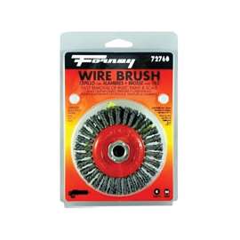 Forney 72760 Wire Wheel Brush, 0.02 in Dia Bristle, 5/8-11 Arbor/Shank, 4 in Dia, For Angle Grinders