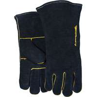 ForneyHide 53425 Welding Gloves, L, Gauntlet Cuff, Wing Thumb, Black, Leather Palm