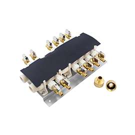 Apollo 6907912CP Manifold System, 3/4 in Inlet, PEX Barb Inlet, 1/2 in Outlet, MPT x FPT Swivel Outlet