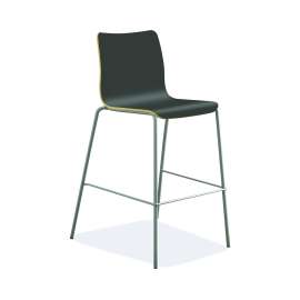 Ruck Laminate Stool, Up to 300 lbs, 30" Seat Height, Charcoal Seat, Charcoal Back, Silver Base