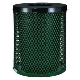 Outdoor Diamond Steel Trash Can, 36 gal, Green