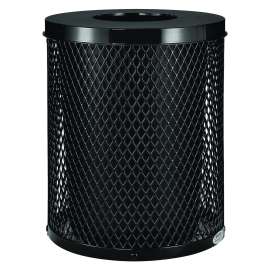 Outdoor Diamond Steel Trash Can, 36 gal, Black