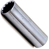 Vulcan Deep Socket, 1/2 In Drive, 14 Mm, 12 Point, Chrome Vanadium Steel, Chrome
