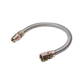 B & K G014SS101118RP Gas Connector, 1/2 in MIP x 1/2 in FIP, 0.5 psi, Stainless Steel