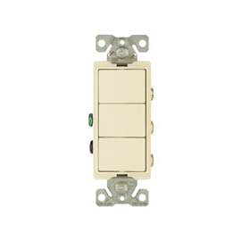 Eaton Cooper Wiring 7729LA-SP Duplex Combination Switch, 120/277 V, 1-Pole, 14 to 12 AWG, Back/Side Wiring