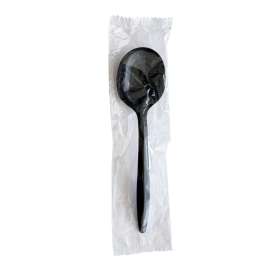 Mediumweight Wrapped Polypropylene Cutlery, Soup Spoon, Black, 1,000/Carton