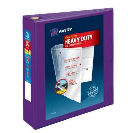 Heavy-Duty View Binder with DuraHinge and One Touch EZD Rings, 3 Rings, 2" Capacity, 11 x 8.5, Purple, 6/Carton
