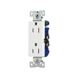 Eaton Wiring Devices 1107W Duplex Receptacle, 15 A, 2-Pole, 5-15R, White