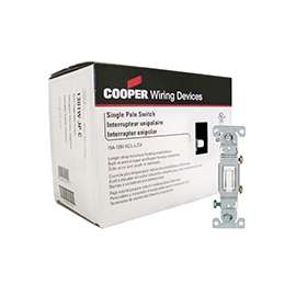 Eaton Wiring Devices 1301W-JP-C Toggle Switch, 120 V, Wall Mounting, Polycarbonate, White