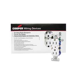 Eaton Wiring Devices 270W-JP-C Duplex Receptacle, 15 A, 2-Pole, 5-15R, White